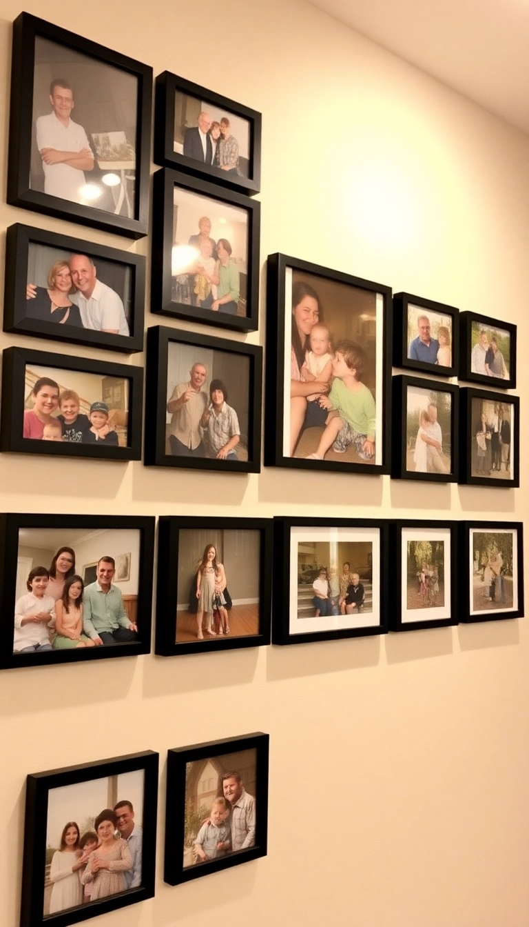 10 DIY Gallery Wall Ideas That Add a Personal Touch to Your Living Room (And They're Budget-Friendly!) - 1. The Family Photo Timeline