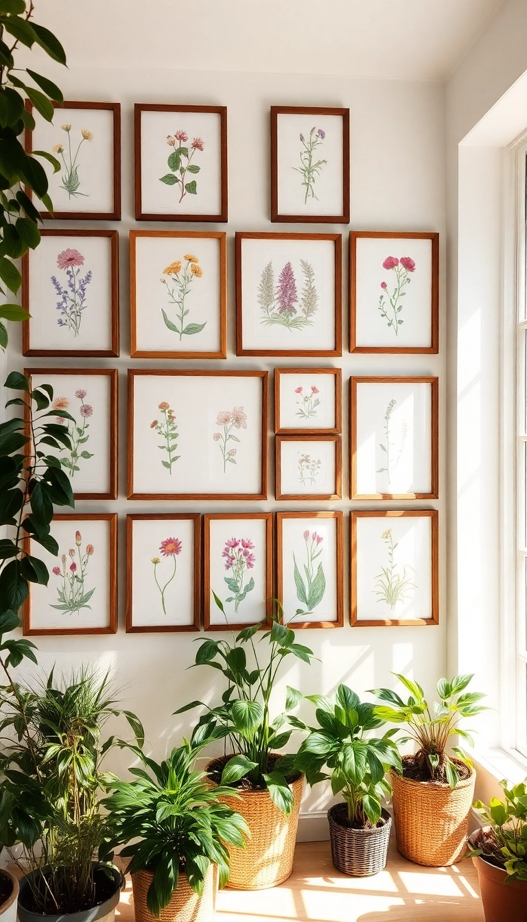 10 DIY Gallery Wall Ideas That Add a Personal Touch to Your Living Room (And They're Budget-Friendly!) - 5. Nature-Inspired Theme