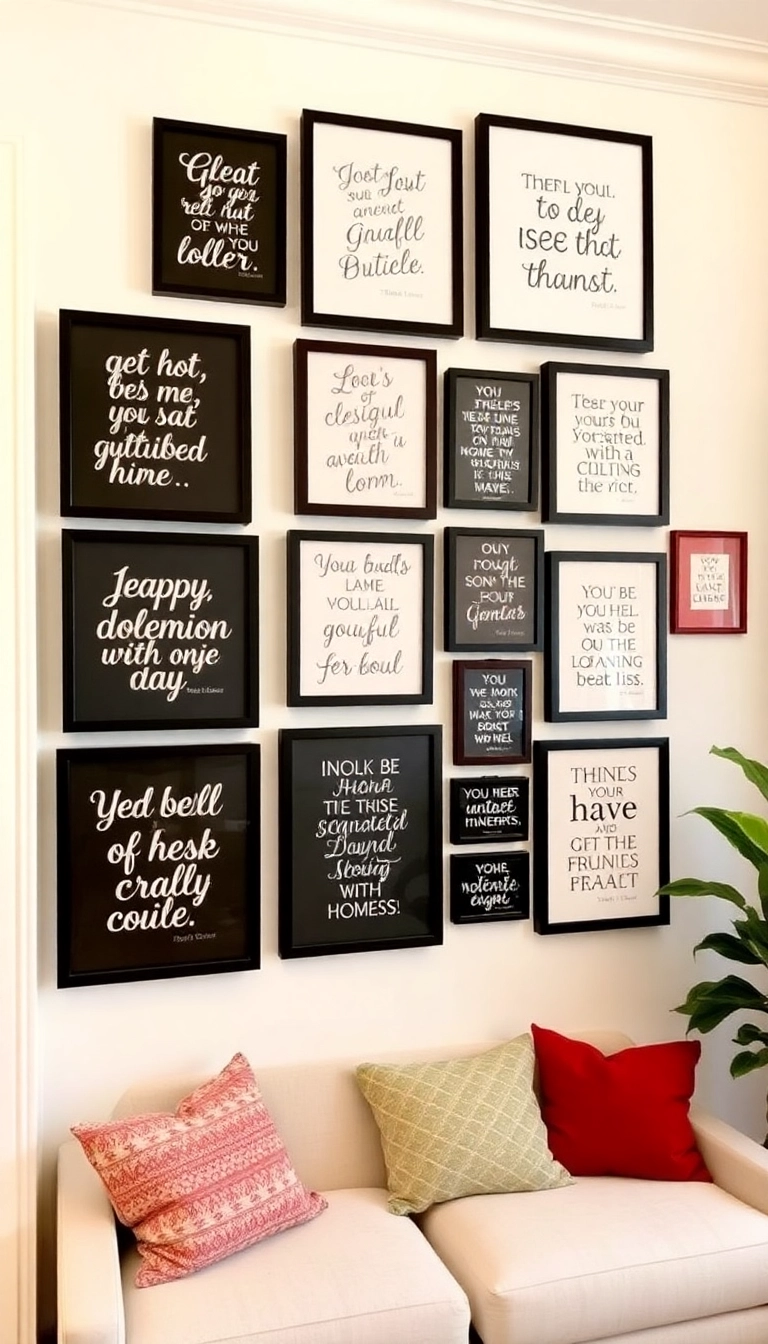 10 DIY Gallery Wall Ideas That Add a Personal Touch to Your Living Room (And They're Budget-Friendly!) - 7. Inspirational Quotes