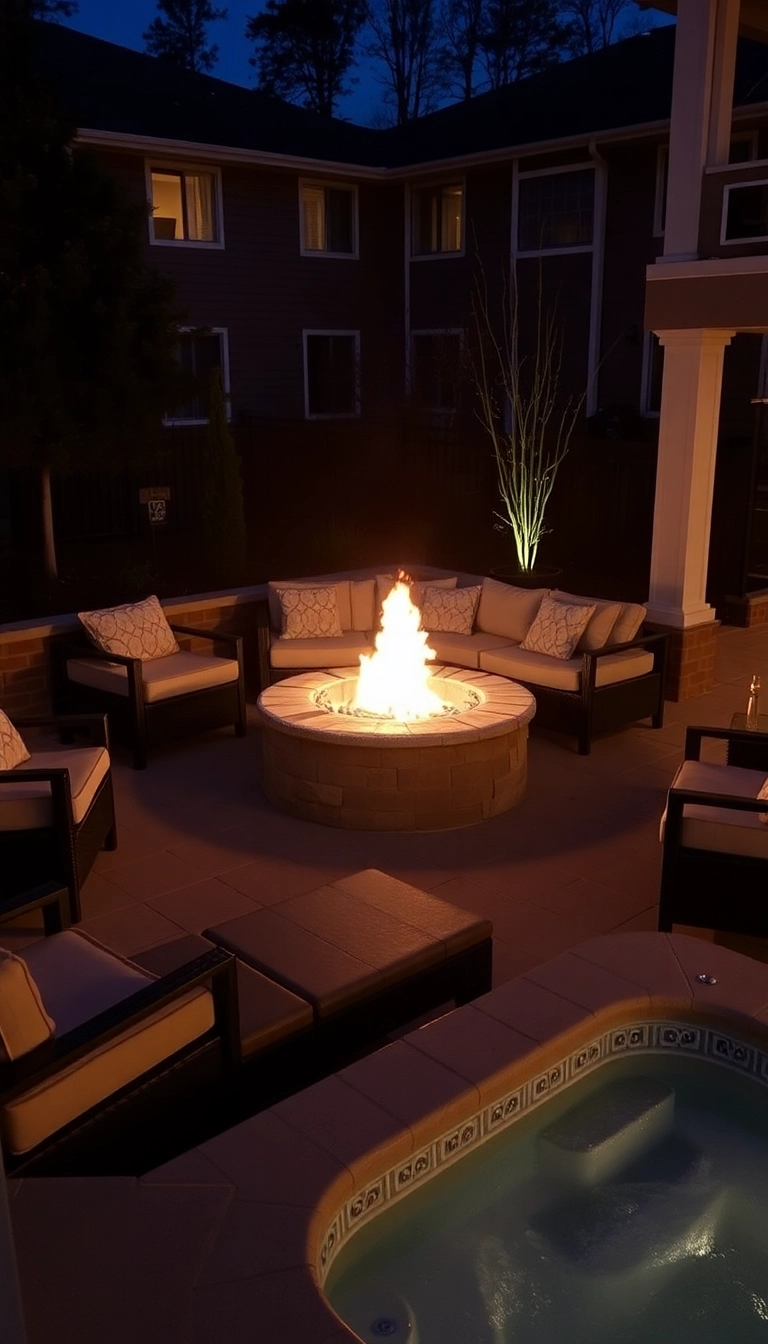 11 Backyard Lighting Tricks for Hot Tub Privacy That Create Instant Ambiance! - 10. Natural Light with Fire Pits