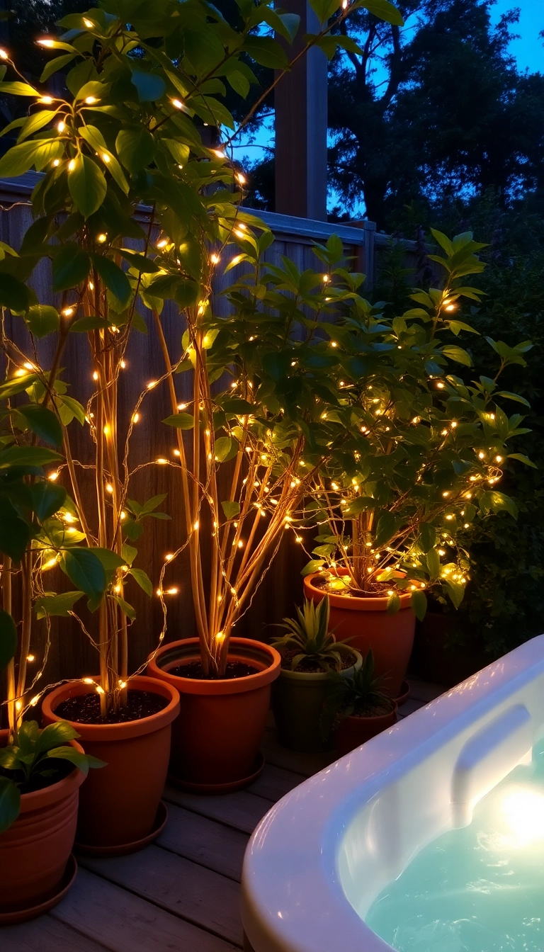 11 Backyard Lighting Tricks for Hot Tub Privacy That Create Instant Ambiance! - 4. Fairy Light Bouquets