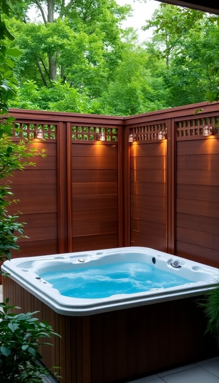 11 Backyard Lighting Tricks for Hot Tub Privacy That Create Instant Ambiance! - 5. Privacy Screens with Integrated Lighting