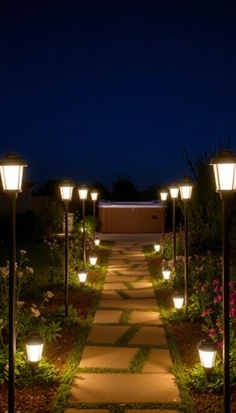 11 Backyard Lighting Tricks for Hot Tub Privacy That Create Instant Ambiance! - 6. Solar-Powered Path Lights