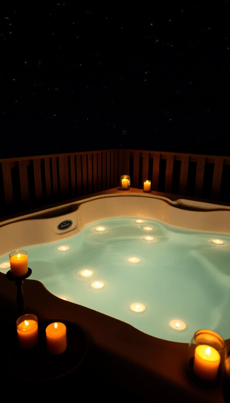 11 Backyard Lighting Tricks for Hot Tub Privacy That Create Instant Ambiance! - 8. Candles for Romantic Vibes