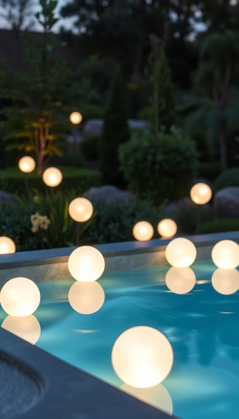 11 Backyard Lighting Tricks for Hot Tub Privacy That Create Instant Ambiance! - 9. Orb Lighting