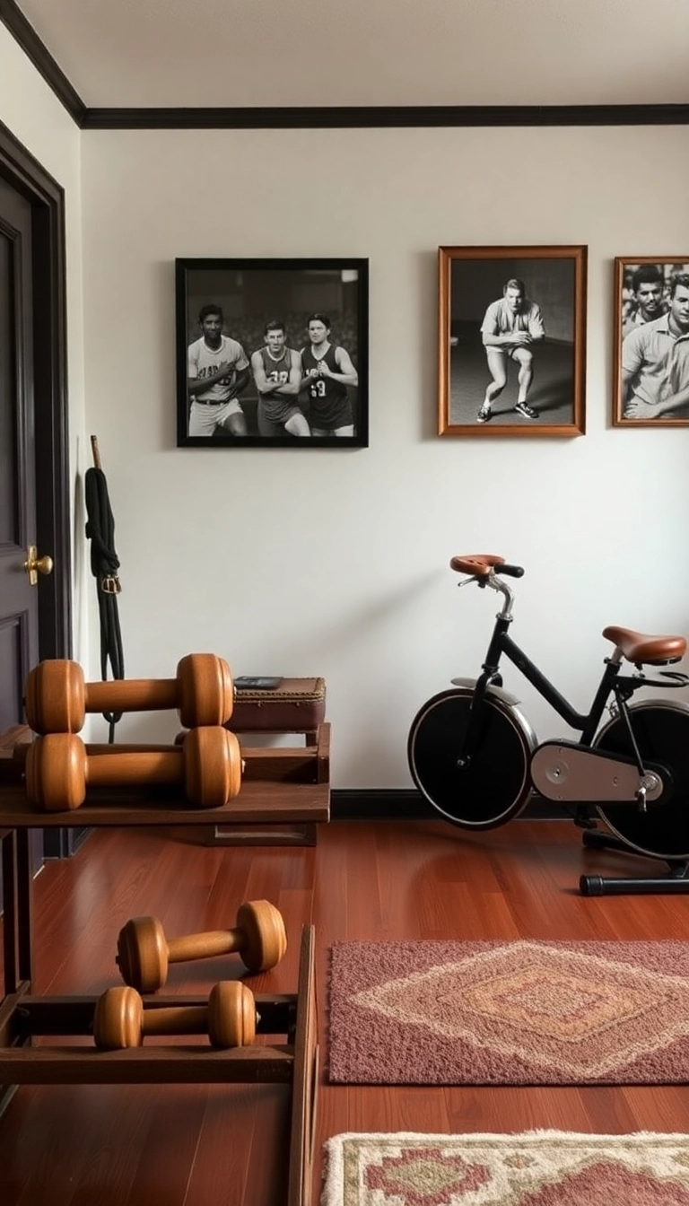 12 Aesthetic Mini Gym at Home Ideas That'll Make You Want to Work Out Daily! - 1. Vintage Vibes