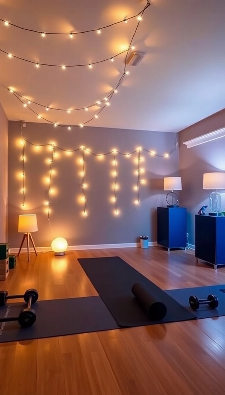 12 Aesthetic Mini Gym at Home Ideas That'll Make You Want to Work Out Daily! - 10. Soft Lighting