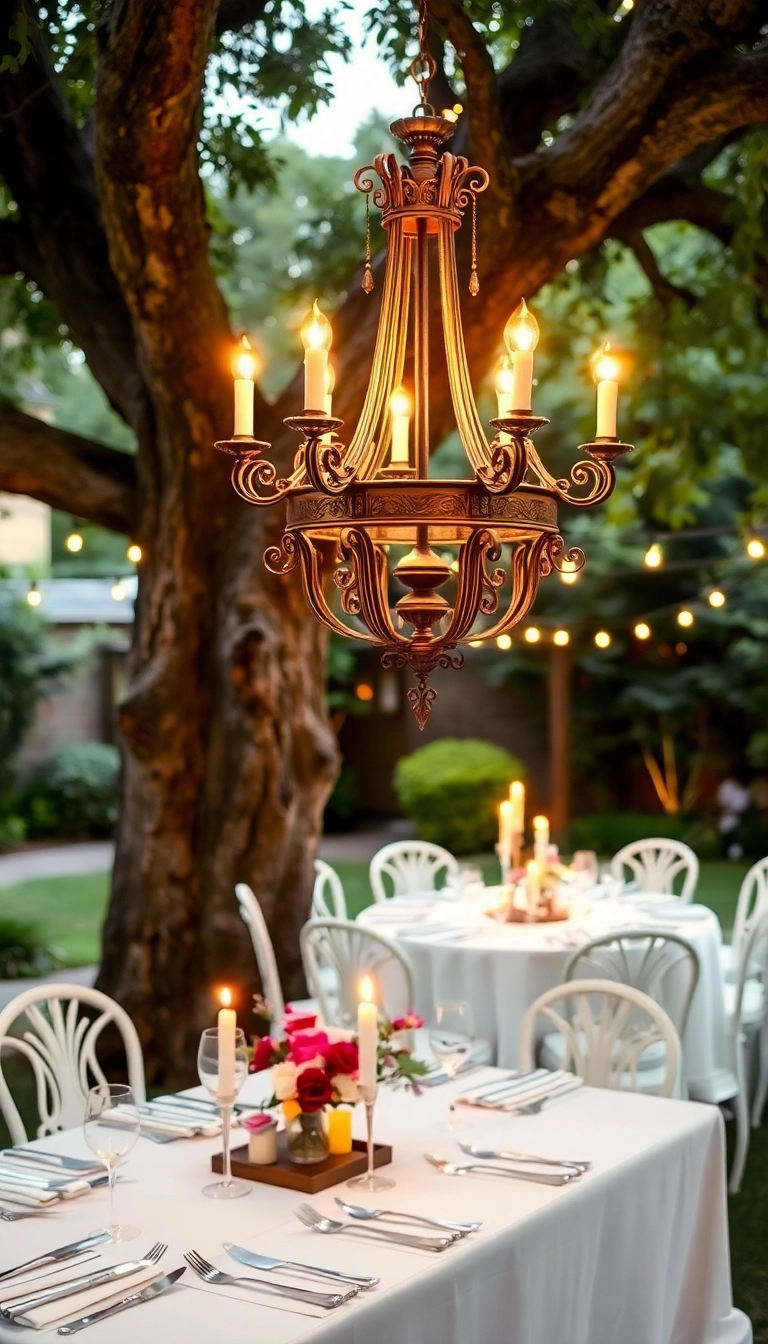 12 Magical Outdoor Lighting Ideas That Will Transform Your Garden Into a Fairytale! - 10. Vintage Chandeliers