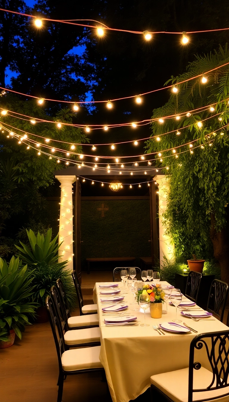 12 Magical Outdoor Lighting Ideas That Will Transform Your Garden Into a Fairytale! - 3. String Lights Overhead