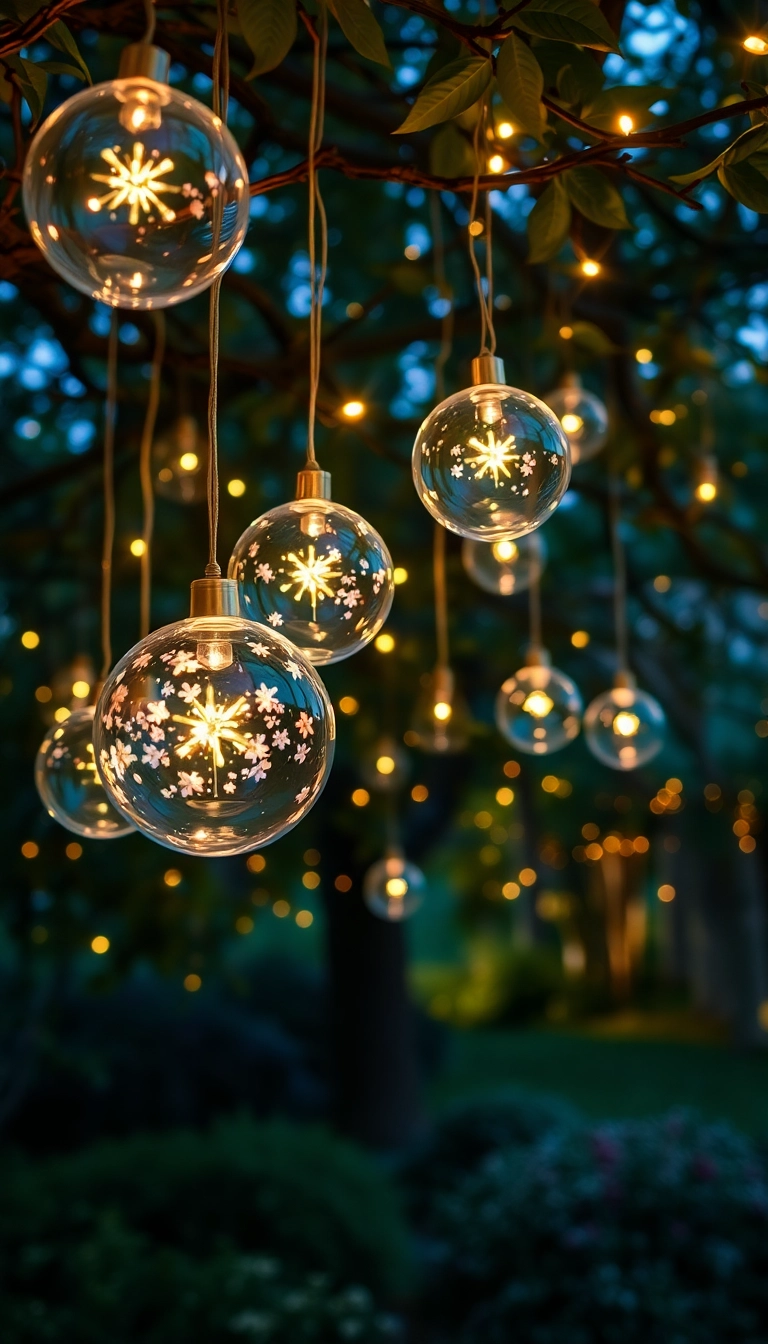 12 Magical Outdoor Lighting Ideas That Will Transform Your Garden Into a Fairytale! - 8. Hanging Glass Orbs