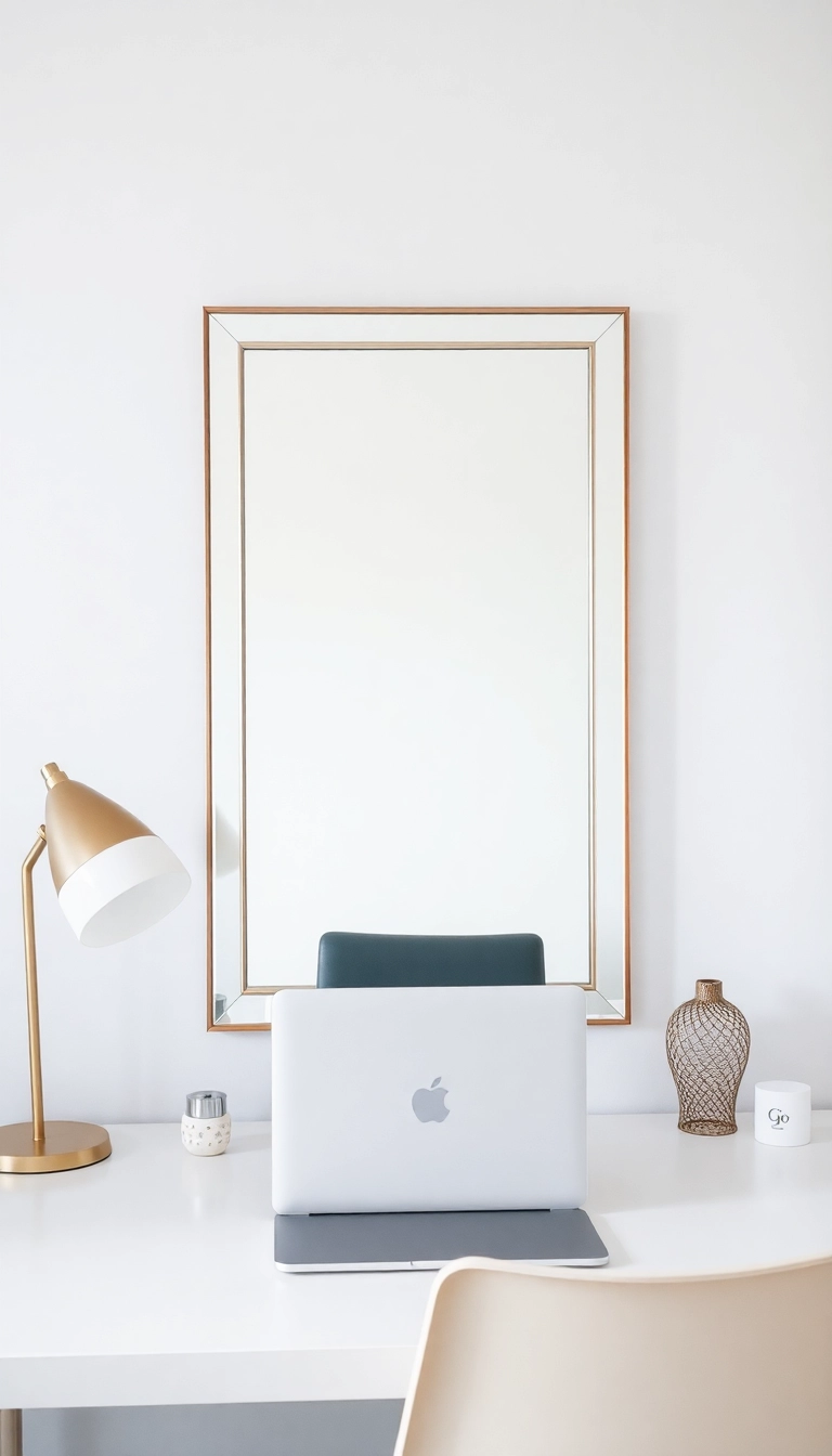 12 Minimalist Desk Setup Ideas That Will Transform Your Workspace into a Productivity Powerhouse! - 11. Use of Mirrors