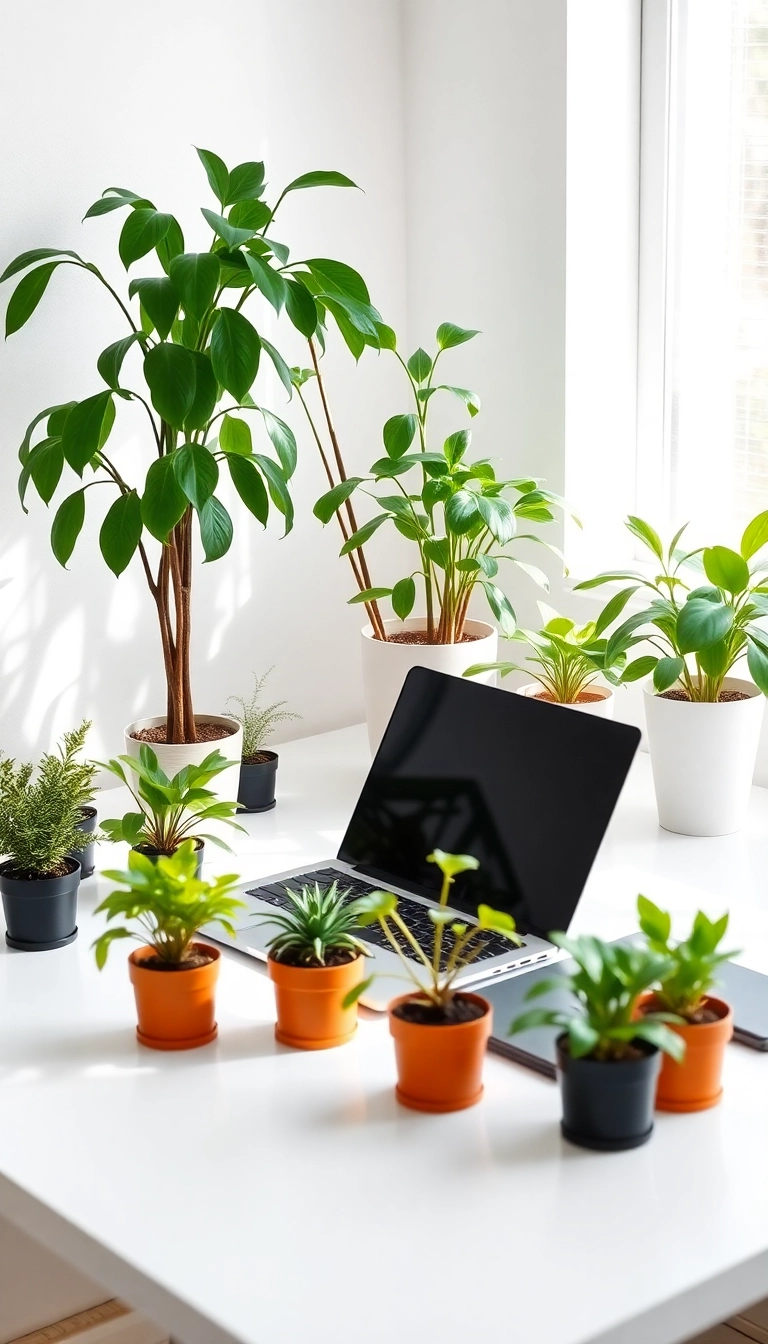 12 Minimalist Desk Setup Ideas That Will Transform Your Workspace into a Productivity Powerhouse! - 5. Greenery Galore