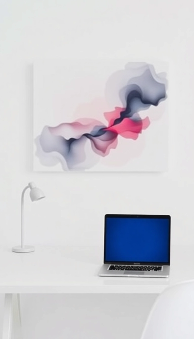 12 Minimalist Desk Setup Ideas That Will Transform Your Workspace into a Productivity Powerhouse! - 6. Creative Wall Art