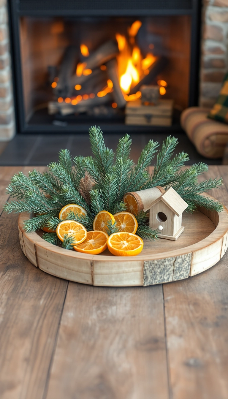 13 Cozy Coffee Table Christmas Decor Ideas That Will Make Your Home Feel Warm and Inviting! - 2. Rustic Charm with Natural Elements