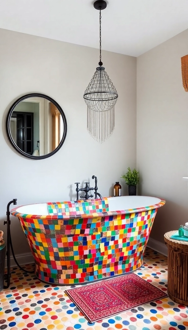 13 DIY Freestanding Bathtub Ideas That Will Save You Thousands (And Look Amazing!) - 5. The Mosaic Marvel