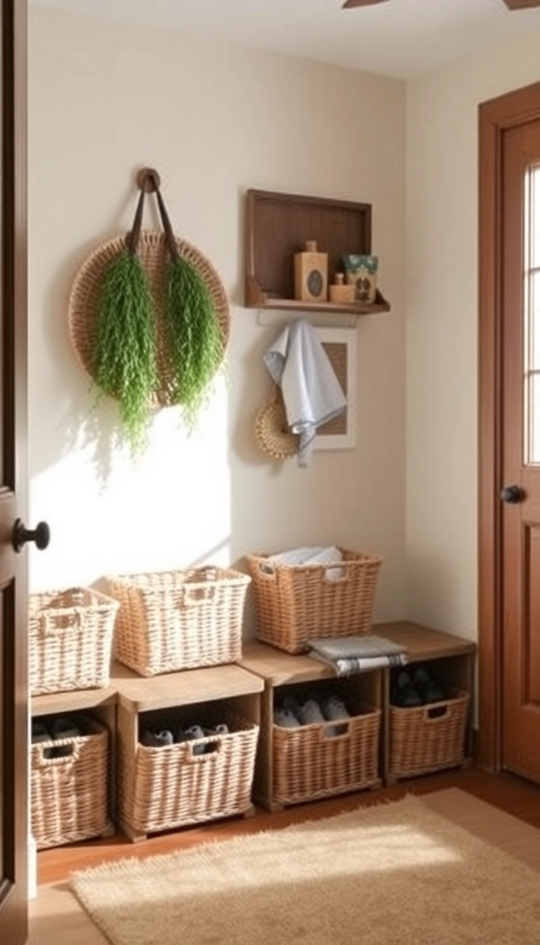 13 Eco-Friendly Shoe Storage Ideas for Entryways That Are Good for the Planet! - 11. Woven Baskets