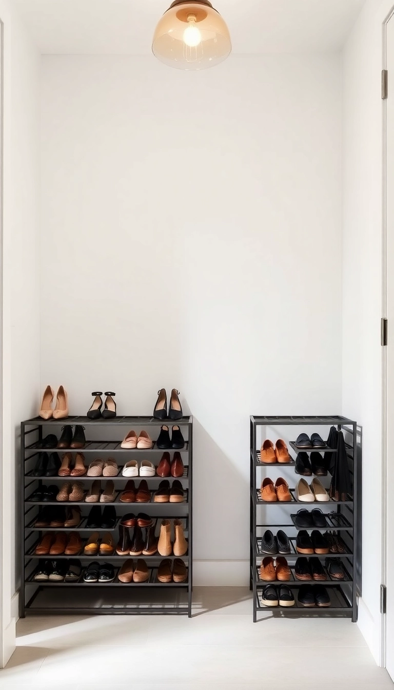 13 Eco-Friendly Shoe Storage Ideas for Entryways That Are Good for the Planet! - 12. Eco-Chic Metal Racks