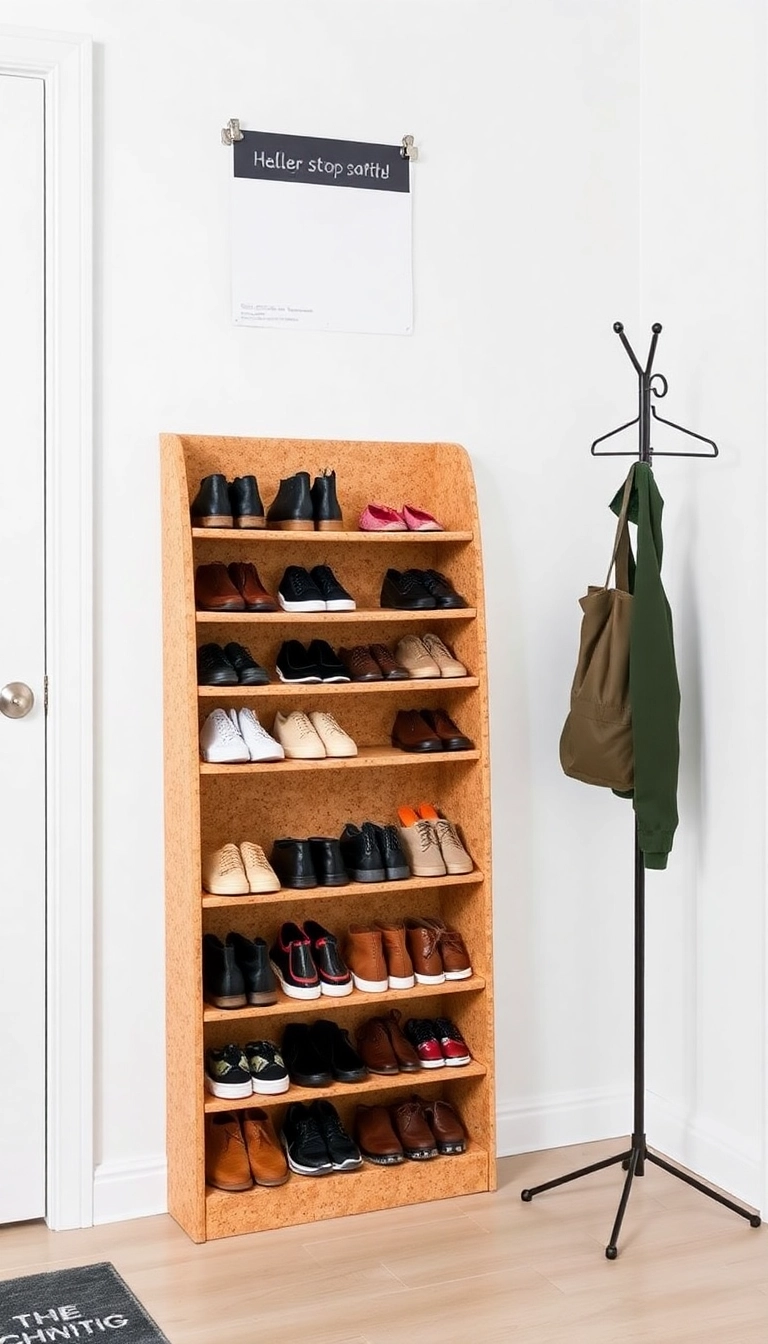 13 Eco-Friendly Shoe Storage Ideas for Entryways That Are Good for the Planet! - 6. Cork Shoe Rack