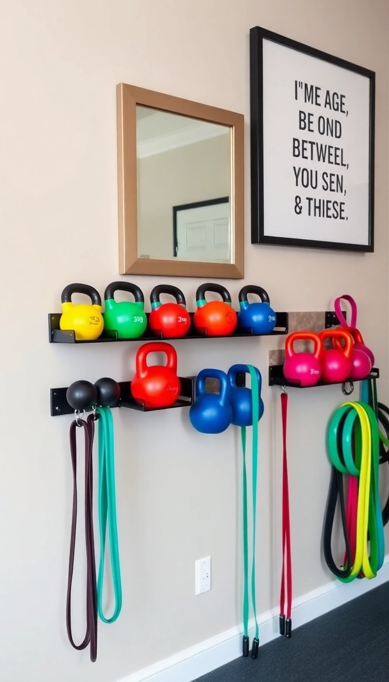 14 Affordable Mini Gym at Home Ideas That Look Expensive! - 1. Minimalist Wall-Mounted Equipment