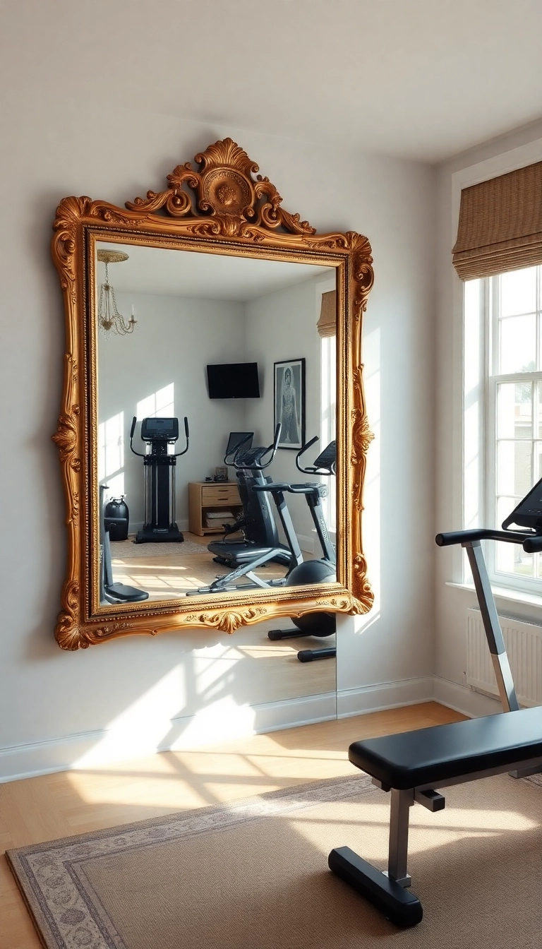 14 Affordable Mini Gym at Home Ideas That Look Expensive! - 3. Decorative Mirrors