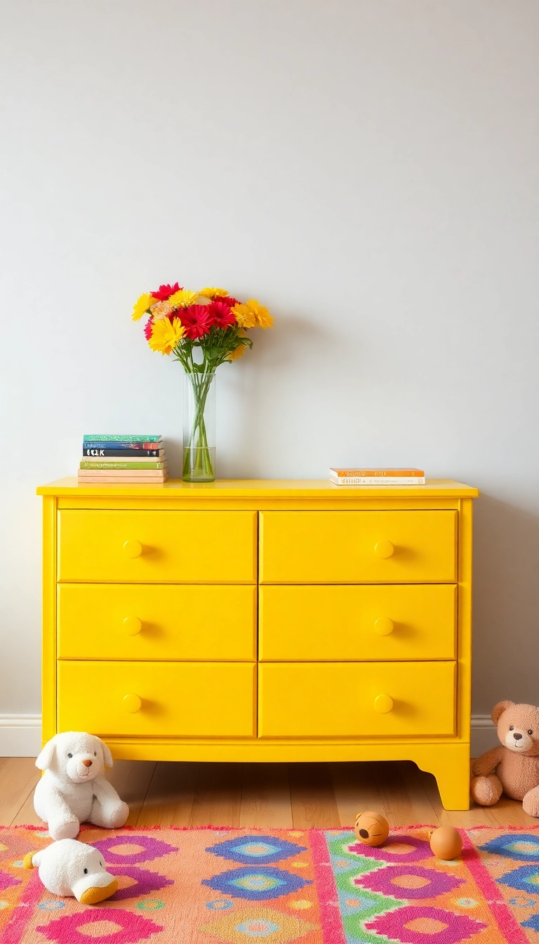 14 Colorful Dresser Ideas That Prove Bold Colors Can Transform Your Home! - 1. Vibrant Yellow Delight