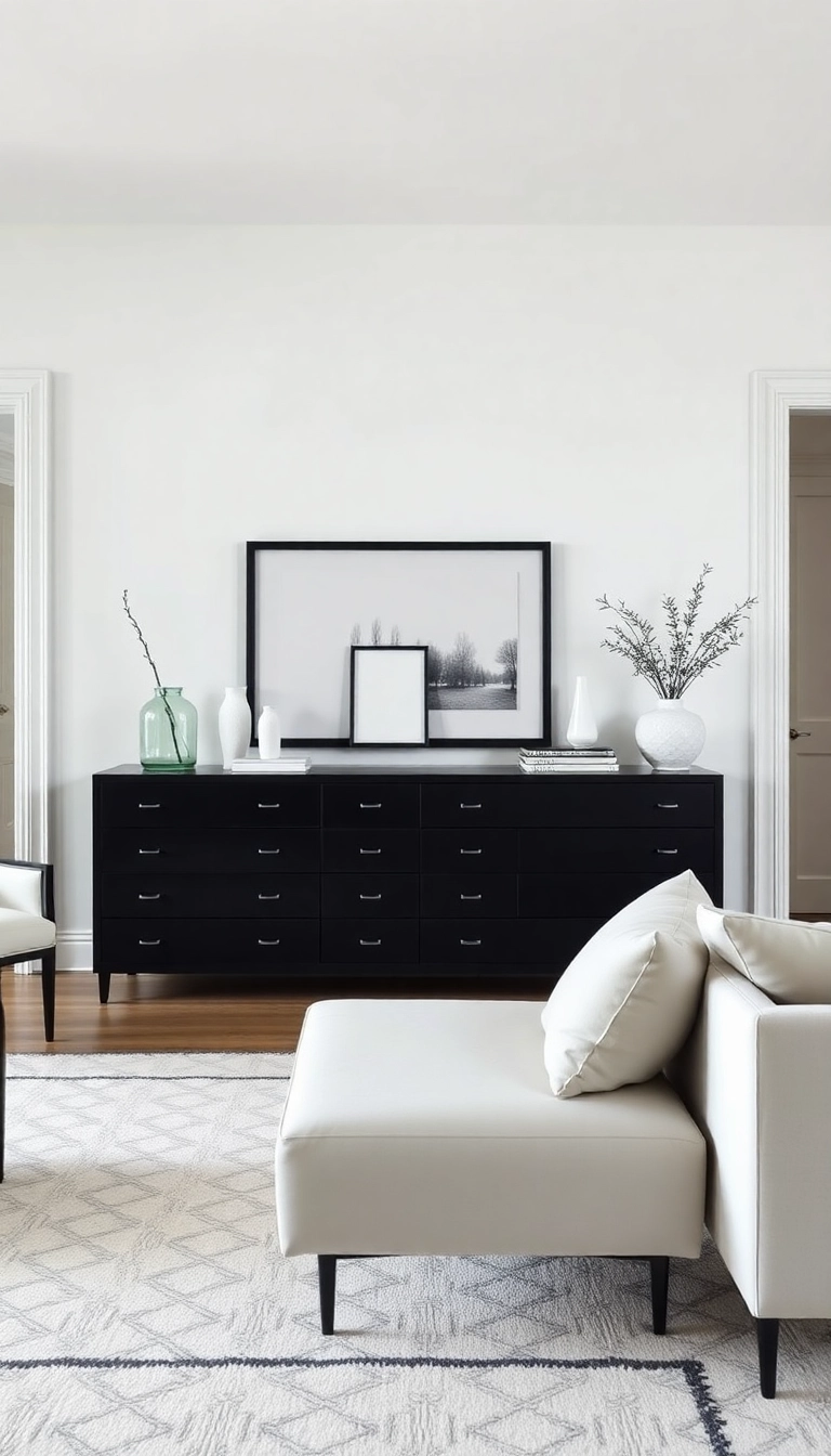 14 Colorful Dresser Ideas That Prove Bold Colors Can Transform Your Home! - 10. Bold Black & White Contrast