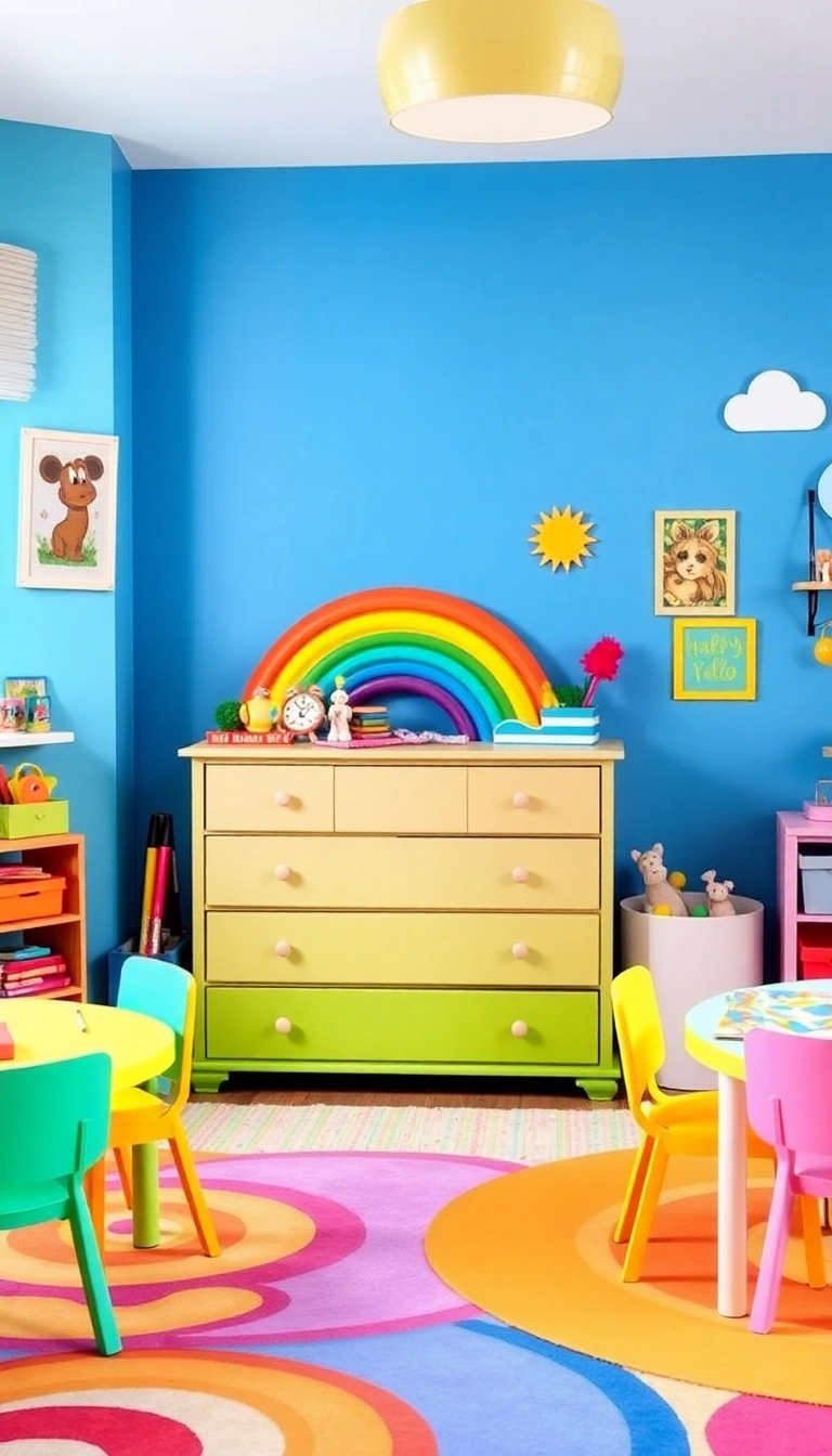 14 Colorful Dresser Ideas That Prove Bold Colors Can Transform Your Home! - 12. Dynamic Rainbow Dresser