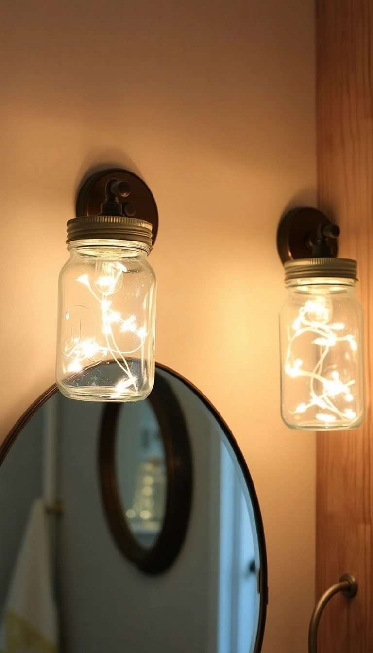 15 DIY Bathroom Lighting Hacks You Can Do This Weekend (Your Friends Will Be Jealous!) - 1. Mason Jar Sconces