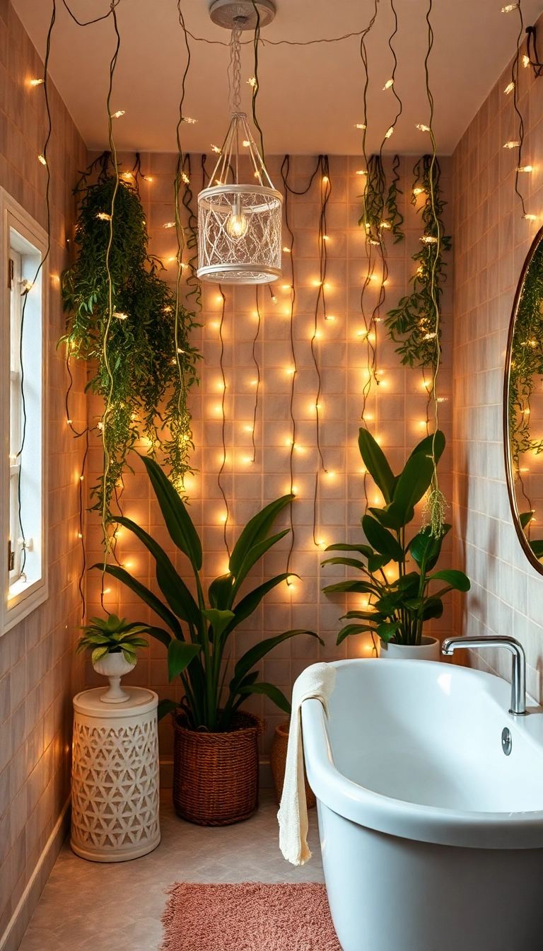 15 DIY Bathroom Lighting Hacks You Can Do This Weekend (Your Friends Will Be Jealous!) - 14. Hanging Fairy Lights