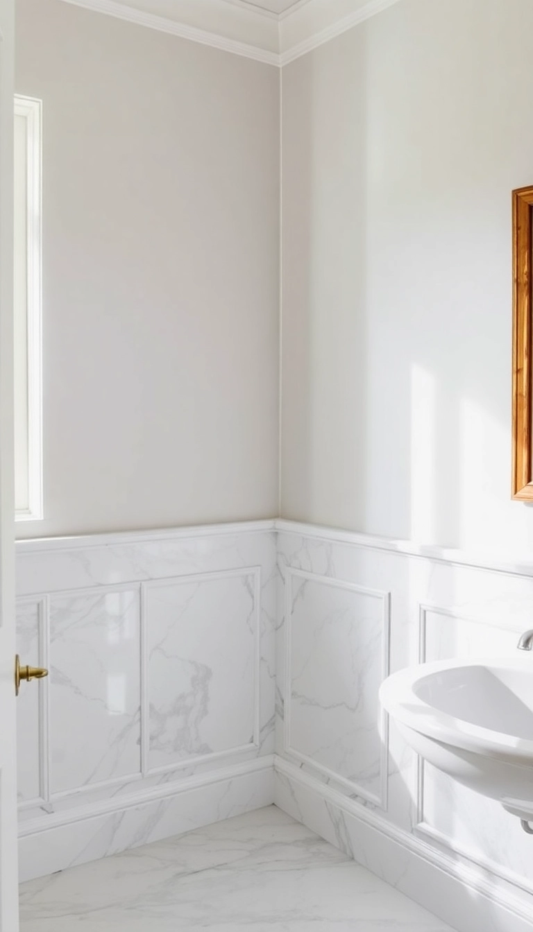 15 Elegant Marble Bathroom Ideas That'll Make You Feel Like Royalty! - 10. Marble Wainscoting