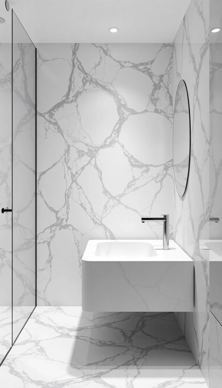 15 Elegant Marble Bathroom Ideas That'll Make You Feel Like Royalty! - 11. Monochromatic Marble Scheme