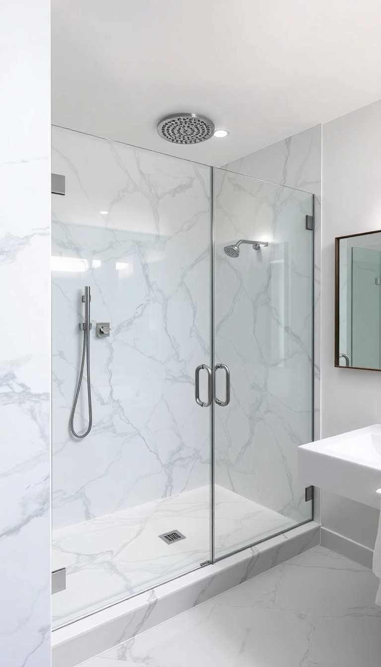 15 Elegant Marble Bathroom Ideas That'll Make You Feel Like Royalty! - 2. Elegant Marble Shower Enclosure