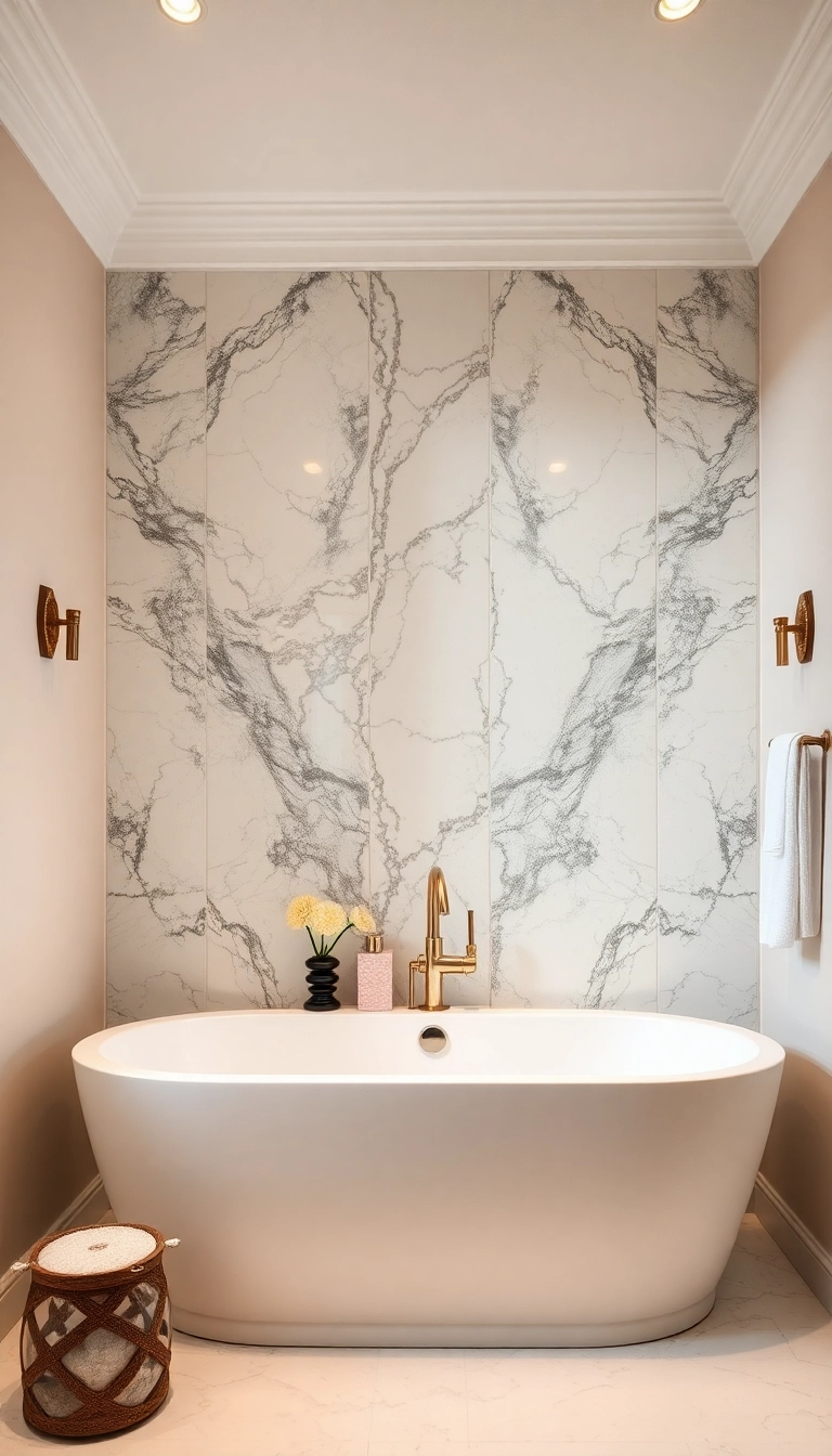 15 Elegant Marble Bathroom Ideas That'll Make You Feel Like Royalty! - 4. Marble Accent Walls