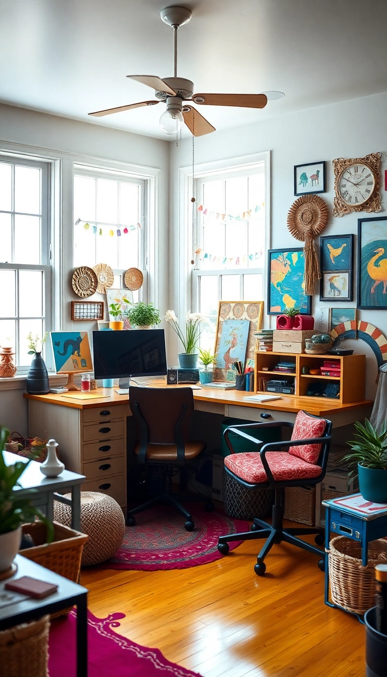 15 Functional Home Offices with Natural Light That Boost Your Productivity (Check Out #8!) - 10. Artistic Workspace