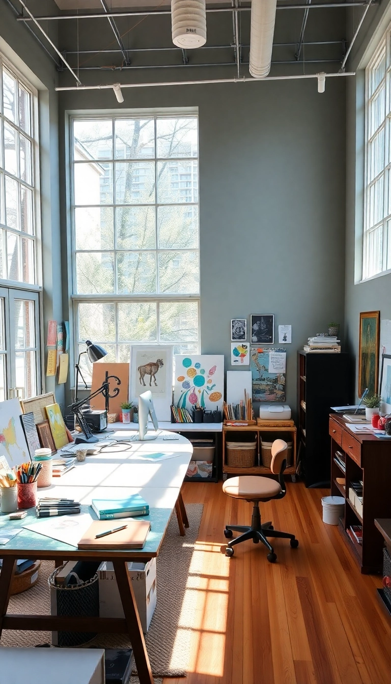 15 Functional Home Offices with Natural Light That Boost Your Productivity (Check Out #8!) - 13. Creative Studio Space