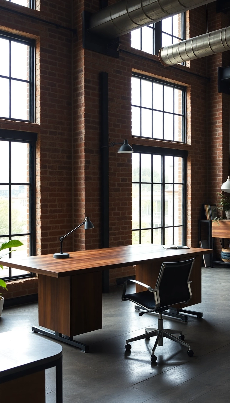 15 Functional Home Offices with Natural Light That Boost Your Productivity (Check Out #8!) - 6. Industrial Chic