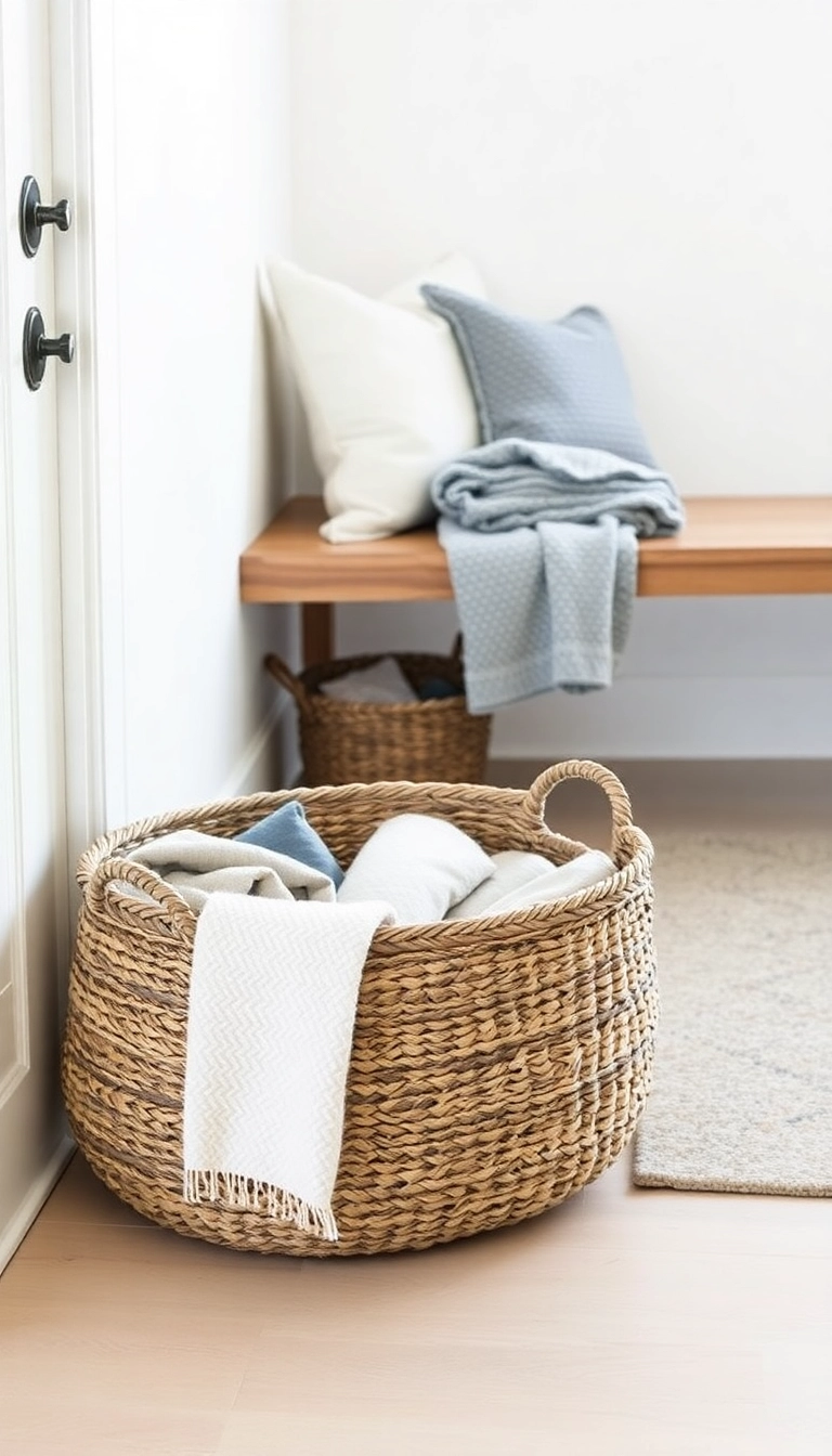 15 Minimalist Entryway Decor Ideas That Will Make You Say 'Why Didn't I Think of That?!' - 13. Decorative Baskets