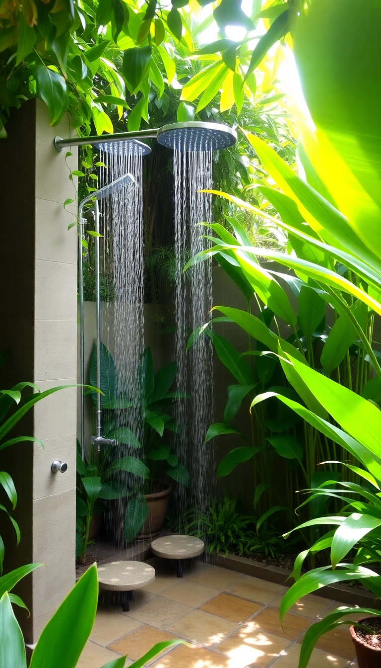 15 Rainfall Showerhead Ideas That Will Transform Your Bathroom into a Luxurious Spa! - 10. Outdoor Oasis