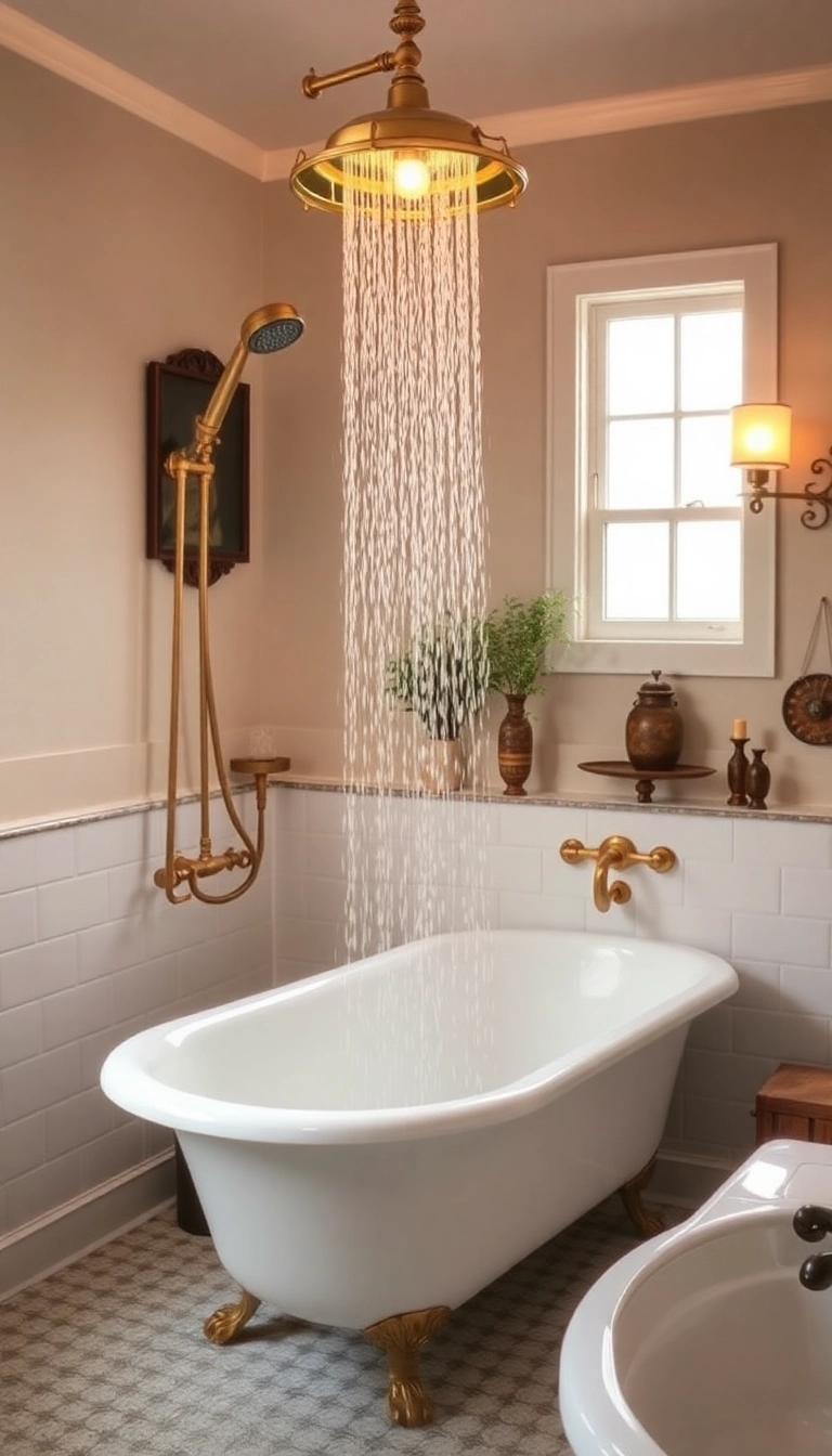 15 Rainfall Showerhead Ideas That Will Transform Your Bathroom into a Luxurious Spa! - 2. Vintage Charm