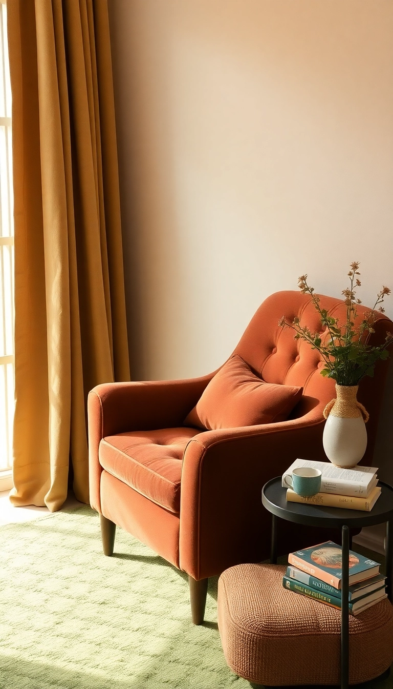 15 Rustic Reading Corner Ideas That'll Make You Want to Curl Up with a Book! - 11. Warm, Earthy Colors