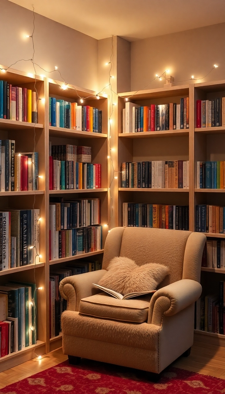 15 Rustic Reading Corner Ideas That'll Make You Want to Curl Up with a Book! - 8. Twinkling Fairy Lights