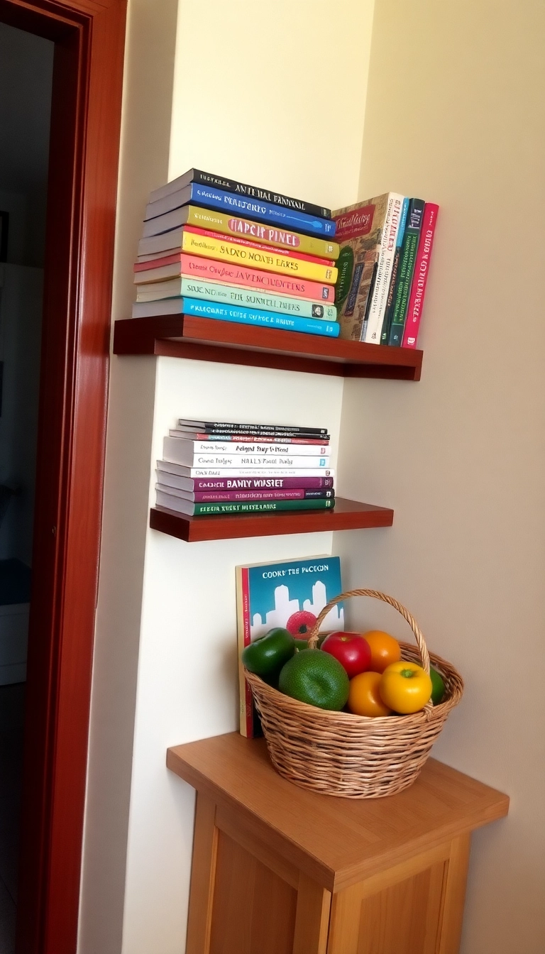 15 Small Kitchen Cozy Corner Ideas That Prove Tiny Spaces Can Be Super Snug! - 13. Charming Display of Cookbooks