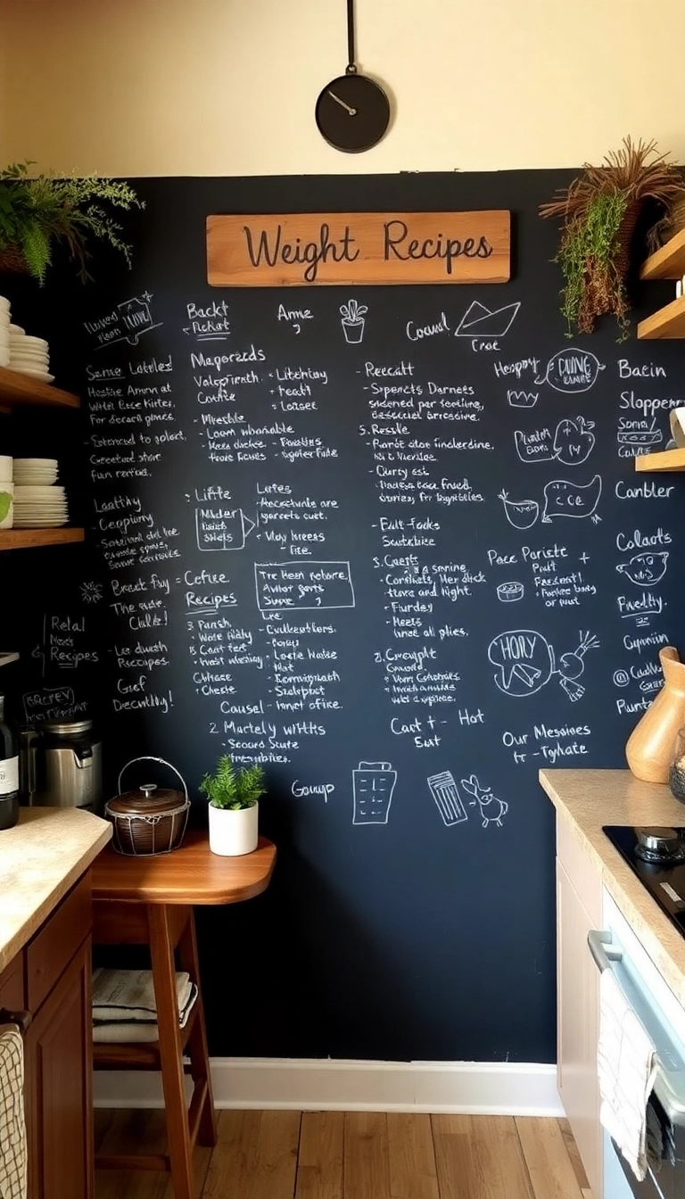 15 Small Kitchen Cozy Corner Ideas That Prove Tiny Spaces Can Be Super Snug! - 14. Personalized Chalkboard Wall