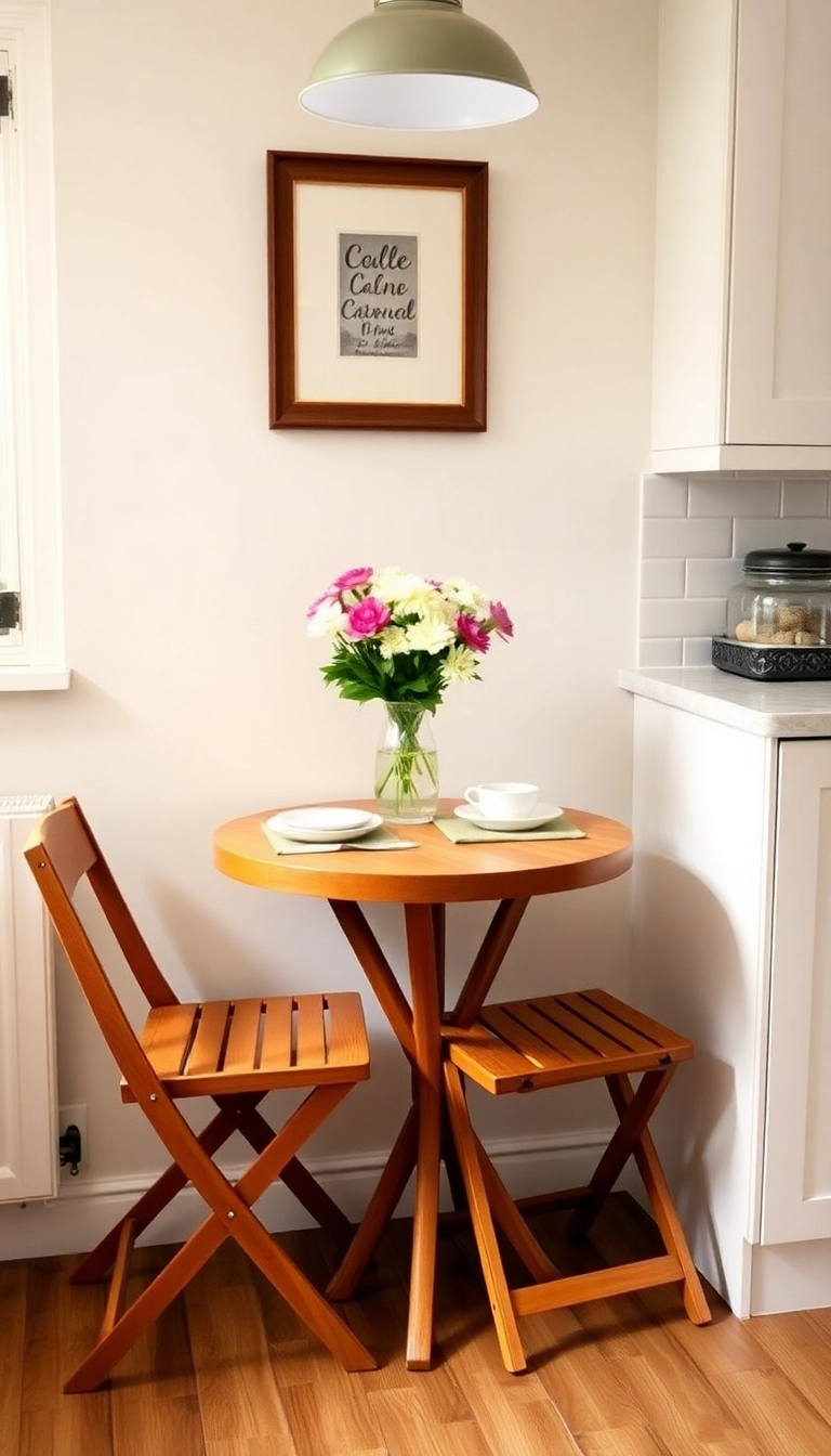 15 Small Kitchen Cozy Corner Ideas That Prove Tiny Spaces Can Be Super Snug! - 4. Corner Table with Folding Chairs