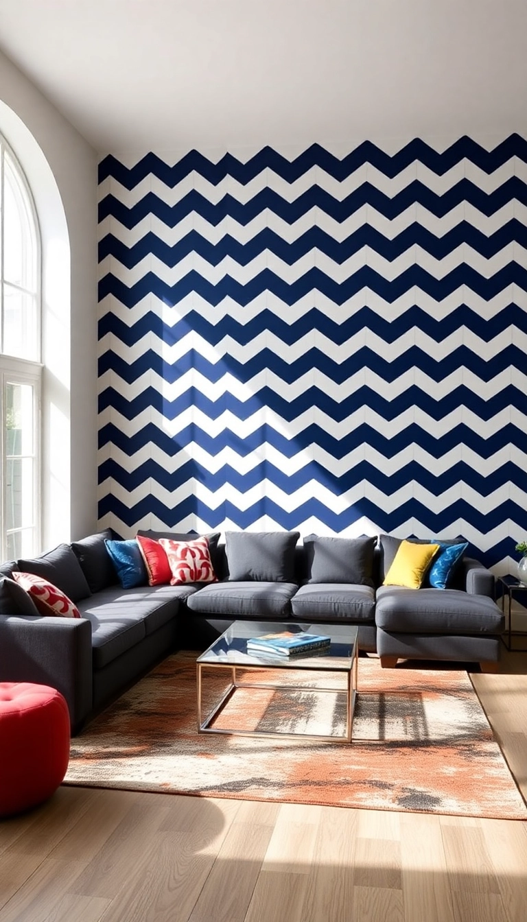 15 Stunning Geometric Wall Design Ideas That'll Transform Your Living Room (Wait Until You See #8!) - 1. Bold Chevron Patterns