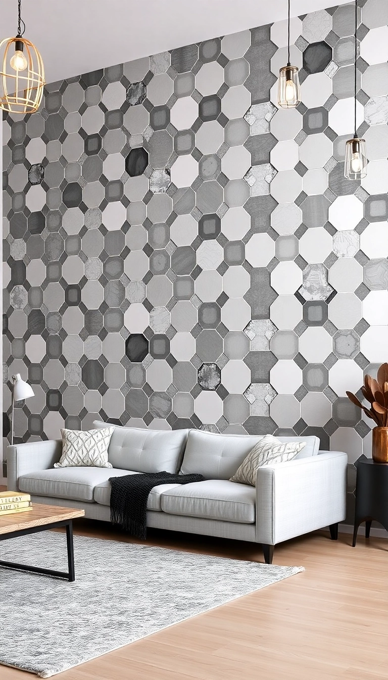 15 Stunning Geometric Wall Design Ideas That'll Transform Your Living Room (Wait Until You See #8!) - 4. Hexagonal Tiles