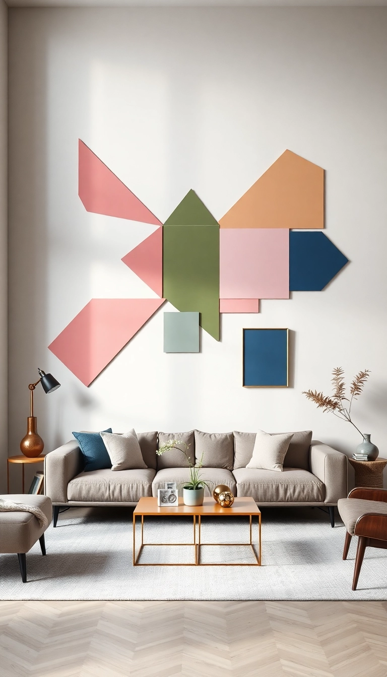 15 Stunning Geometric Wall Design Ideas That'll Transform Your Living Room (Wait Until You See #8!) - 6. Asymmetrical Shapes