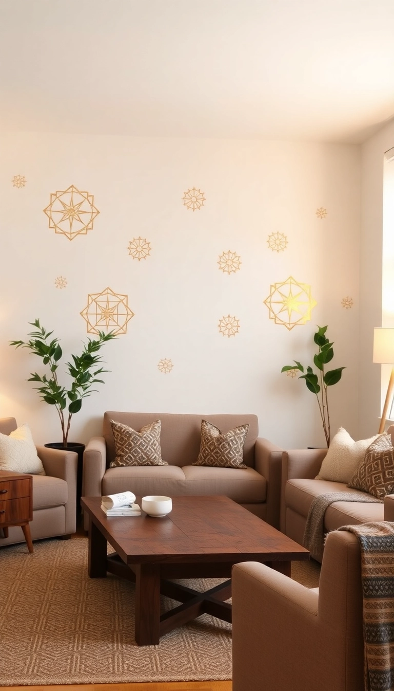 15 Stunning Geometric Wall Design Ideas That'll Transform Your Living Room (Wait Until You See #8!) - 7. Stenciled Patterns