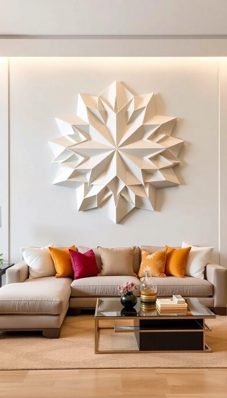 15 Stunning Geometric Wall Design Ideas That'll Transform Your Living Room (Wait Until You See #8!) - 9. 3D Wall Art