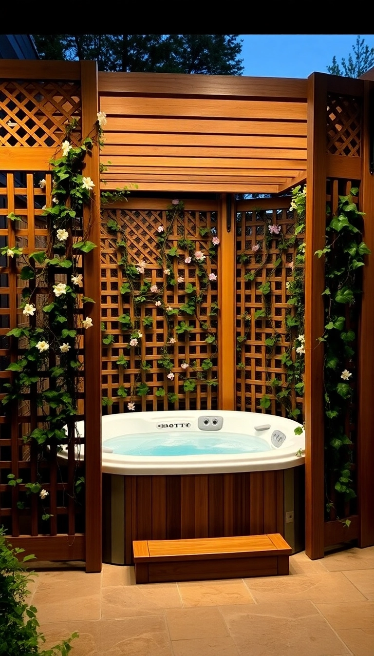 15 Stunning Hot Tub Privacy Ideas That Will Transform Your Backyard into a Serene Oasis! - 2. Elegant Privacy Screens